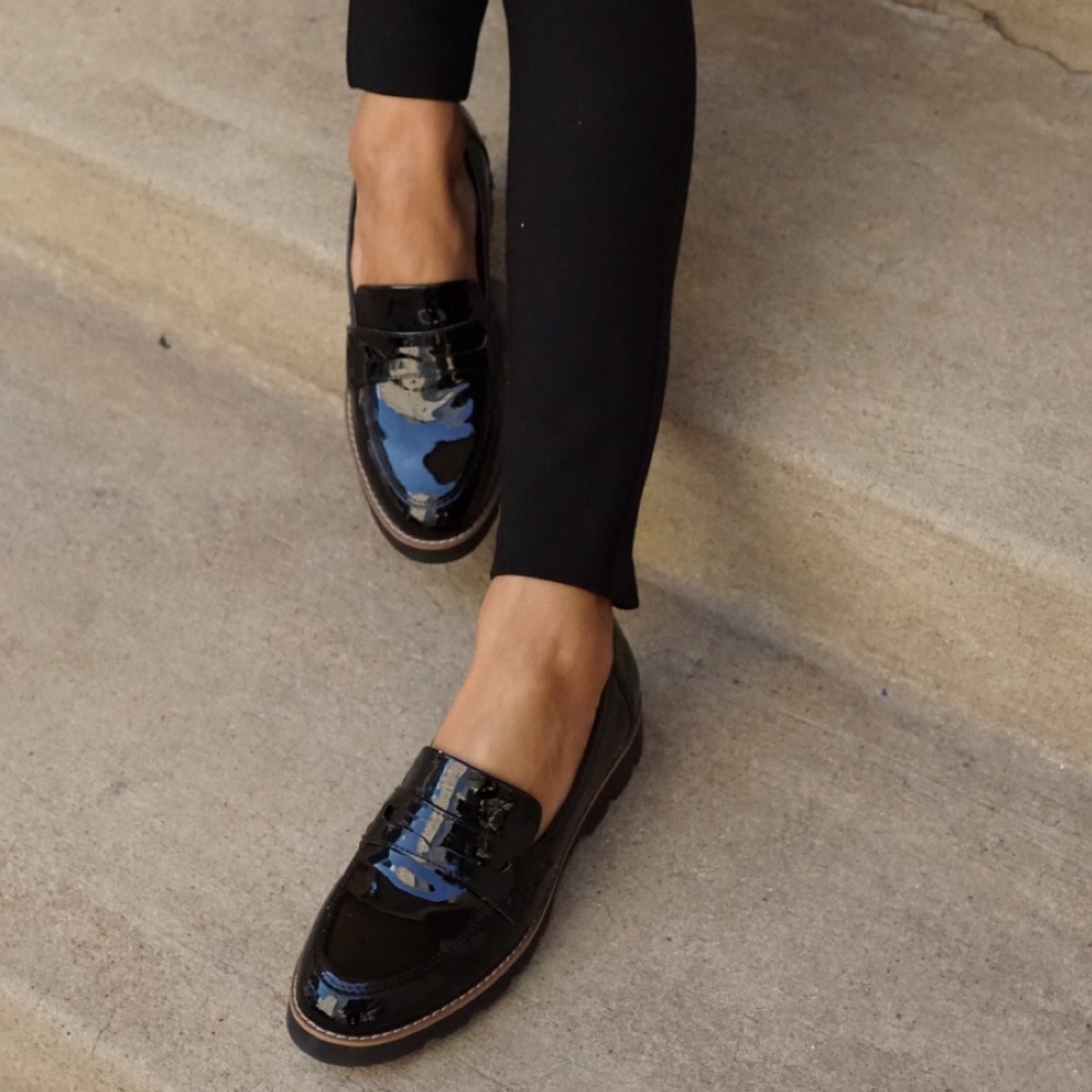 Vionic Shiny Black Patent Loafers